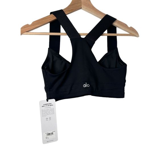 Alo Yoga AIRBRUSH REV IT UP BRA  Black NWT XS - Picture 5 of 5